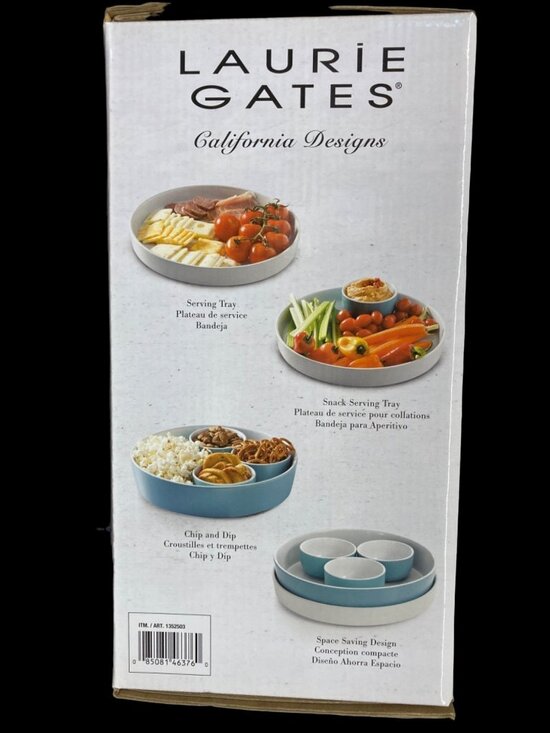 Laurie Gates Other - Laurie Gates California Designs Serve Set 5 Pieces White Light Blue New In Box